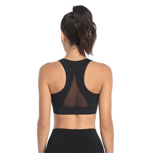 Sujetador deportivo de Yoga para mujer de alto soporte alto para diseño de espalda cruzada de impacto cremallera frontal transpirable a prueba de golpes tendencia superior - Product Image 3