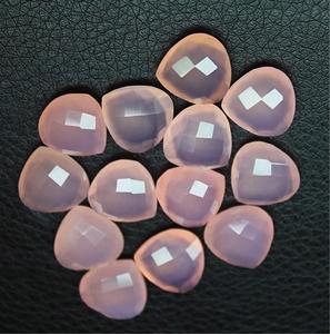 Cuentas a juego de Briolette de corazón facetado de Calcedonia Rosa natural - Product Image 3