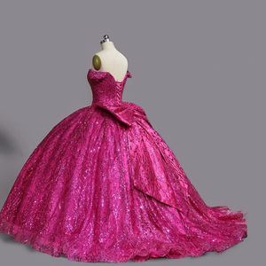 Robes de fête Jancember WC011 Chic Raspberry Bow Quinceanera pour femmes pour les filles de 16 ans - Product Image 4