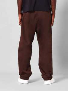 Pantalones de chándal marrón chocolate para hombre, pantalones lavados de lana pesada para correr, ajuste relajado, cintura con cordón, ropa de calle de algodón suave - Product Image 3