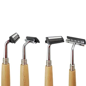 Ensemble de rasage avec boîte en bois Kit de rasage Coffret cadeau pour homme avec support de rasage, bol à brosse et rasoir de sécurité - Product Image 1