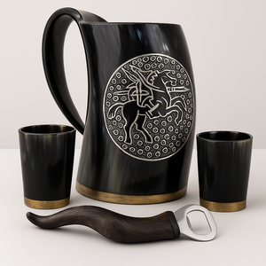 Taza de Beber Hecha a Mano de Cuerno de Búfalo Negro de Rani Industries, Diseño Moderno, Resistente al Agua, Regalo de Boda, Hecho en India - Product Image 1