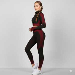 Pantalon de sport extensible taille haute, veste élégante, vêtements de sport/vêtements de sport, pantalon de yoga, pantalon de danse, ensemble de vêtements de sport pour femmes - Product Image 2