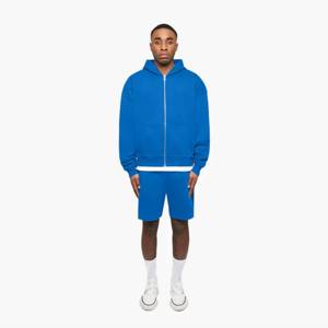 Hoodies pour homme, 100% coton Essential Zip Hoodie-Bleu, Epaule tombante Fit avec poches avant et coton Premium 450gsm - Product Image 4