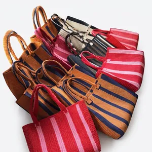 Sac fourre-tout personnalisé en paille de raphia tressé à la main pour femme, sac à bandoulière à fermeture ouverte, grande capacité, en polyester, pour voyage et shopping - Product Image 4