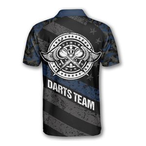 Logo d'équipe personnalisé et sublimation de chiffres Maillot de fléchettes pour hommes Polo en jersey de fléchettes pour club d'équipe à vendre - Product Image 2