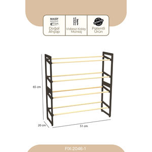 Sinbo Fix-2046-1 Modern Black <b>Wooden</b> <b>Shoe</b> <b>Rack</b> with Rods Multi-Purpose Closet Accessory 65cm Height 20cm Depth - Product Image 4