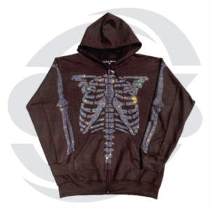 Sweats à capuche pour hommes Rhinestone 100% coton Pantalon de survêtement et sweat à capuche lavage à l'acide Ensemble surdimensionné avec fermeture éclair personnalisée poids lourd pour hommes - Product Image 4