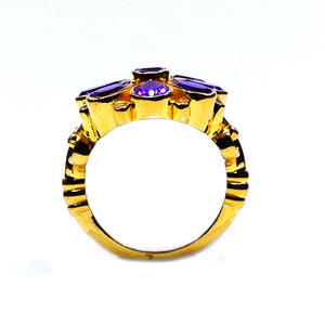 Wedding Wear 925 Sterling Silver <b>Gold</b> Plated Vermeil Amethyst Gemstone Women Wear Classic Unique <b>Ring</b> - Product Image 5