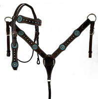 Ensemble de têtière et de collier de poitrail en cuir de vache argentin de designer, léger, équipement de selle de cheval western, personnalisé