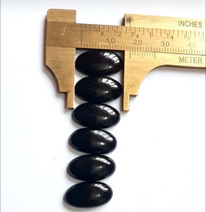 หินอัญมณีโอนิกซ์สีดำรูปวงรี12มม. ดูเรียบหลวมหลังเรียบสำหรับเครื่องประดับแหวนสัญญา - Product Image 2