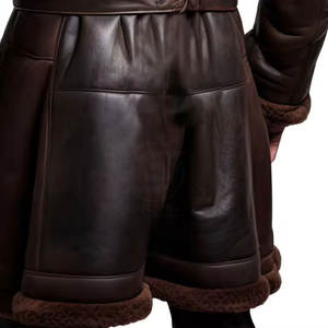 Manteau long en cuir de mouton pour homme, design personnalisé, couleur unie, streetwear, vente chaude, prix raisonnable, manteau long en cuir de mouton pour homme - Product Image 6