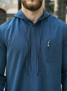 Thobe marocain de luxe pour homme en soie de qualité supérieure, à manches longues, avec poche zippée, broderie artisanale numérique, style traditionnel musulman - Product Image 4