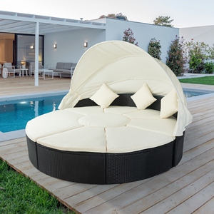 2025 IPRO Pe Rattan Garden Furniture Juego de esquina de salón de 5 plazas para Villas Acero galvanizado en polvo 100% IPRO Pe Rattan para - Product Image 1