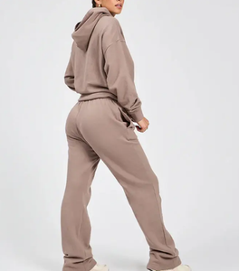 Conjunto Deportivo Informal Personalizado para Mujer, Sudadera con Capucha y Pantalones de Chándal, Ligero, de Felpa Francesa, Algodón Transpirable, Ecológico, Talla Grande, Color Sólido - Product Image 2