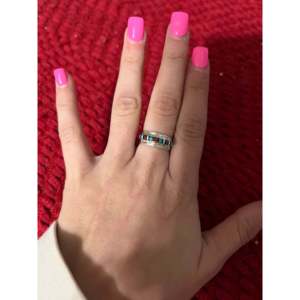 Navajo Handmade <b>Turquoise</b> & Opal Sterling Silver Inlay <b>Ring</b> Size 5.75 - Product Image 2
