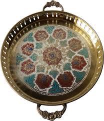 Plateau de service rond en laiton de couleur argentée de conception fantastique pour l'hôtel et le restaurant à la maison utilisent le plateau de service de collations alimentaires en vrac - Product Image 3