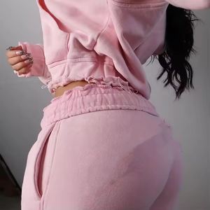 High Quality Custom Embroidered Oversized <b>Cropped</b> <b>Hoodie</b> <b>for</b> <b>Women</b> French Terry Zip Sweatshirt <b>for</b> Autumn Winter OEM - Product Image 2