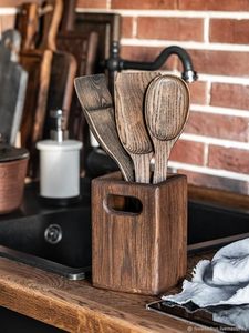 ที่วางช้อนไม้ขัดเงาสำหรับการทำอาหารที่ไม่เลอะเทอะและเคาน์เตอร์ครัวที่เรียบร้อย ที่วางช้อนไม้สำหรับการทำอาหารทุกวัน - Product Image 2