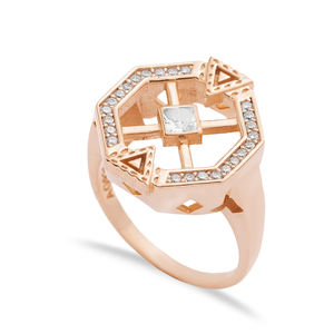 แหวนเงินแบบแฮนด์เมดรูปทรงเรขาคณิตที่ไม่ซ้ำใครสำหรับผู้หญิงเครื่องประดับเงินสเตอร์ลิงทำด้วยมือแบบตุรกีขายส่ง925 - Product Image 6