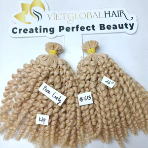 Vapor caliente para rizado Ktip Onda natural Suelta Onda profunda Cabello humano Color Rubio Extensión de cabello El mejor precio - Product Image 5