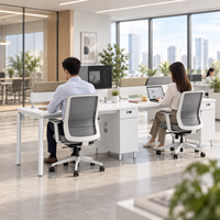 Bureau de travail long à deux places avec rangement verrouillable et barre d'alimentation pour bureau étroit