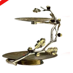 Présentoir à gâteau moderne à 2 niveaux avec motif de feuilles pour restaurant et bar d'hôtel - Product Image 1