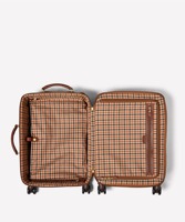Valise de voyage rigide à 4 roues en cuir véritable marron, de luxe, classique, durable, légère, résistante à l'eau, avec ouverture frontale et serrure