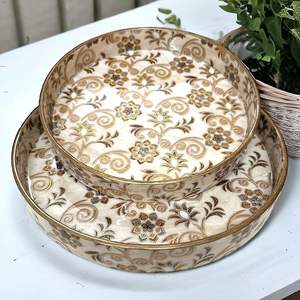 Bandeja DE SERVICIO DE MADERA diseñada a mano con muestra gratis, revestimiento esmaltado, 2 piezas, apta para lavavajillas, comida apta para cocina, comedor decorativo - Product Image 2