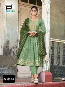 Plus belle mode indienne tendance pour les femmes longue Banglory soie avec broderie Anarkali Kurti robe avec Dupatta ensemble pour les femmes - Product Image 3