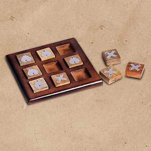 Ensemble de jeu Tic Tac Toe pour enfants et famille, jeux de société 3D jeu de société classique en bois décor à la maison pour salon - Product Image 4