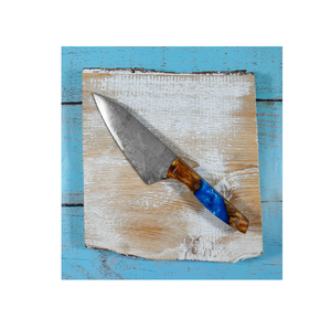 Couteau en bois et résine en acier de 3.8 pouces Couteaux d'office de chef de cuisine en acier Manche en carbone en résine bleue - Product Image 1