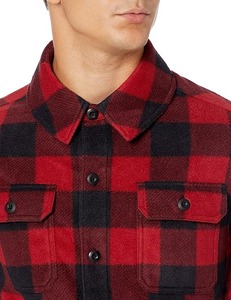 Haute qualité hommes laine Plaid bouton chemise vestes à manches longues flanelle veste col rabattu capuche classique lâche Plaid Design - Product Image 5