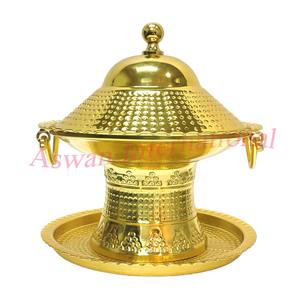 Luxe Look Dates Bol De Service Magnifique Métal Plaqué Argent Taille Personnalisée Forme Ronde Arabe Dates Bol Snack Plat Avec Couvercle - Product Image 2