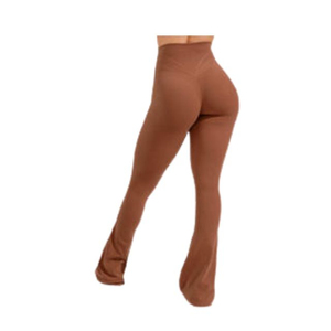 Entrenamiento de cintura alta Ropa deportiva de color sólido personalizada Leggings de cintura personalizados Leggings acampanados - Product Image 3