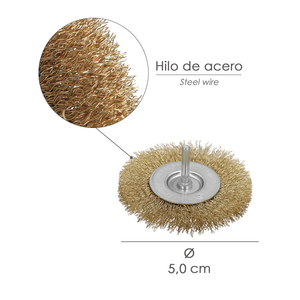 Spazzola in acciaio placcato ottone, disco da 50 mm, gambo da 1/4 di pollice - Product Image 2