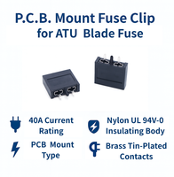 Clip de fusible en nylon et laiton étamé pour montage sur circuit imprimé, homologué pour un courant de 40A, pour fusible à lame ATU