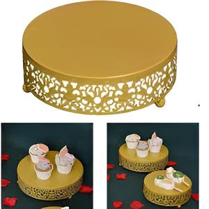 Présentoir à gâteau en métal au design élégant fait à la main nouveau support à gâteau rond décoratif en métal perlé en cristal fini brillant - Product Image 5