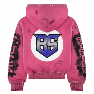 เสื้อมีฮู้ดมีซิปมีซิปผ้าคอตตอนลายพิมพ์โลโก้ DTG และสตั๊ดดีไซน์แบบธรรมดา370หนัก - Product Image 2