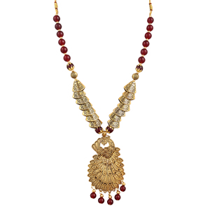Bijoux en alliage de style ethnique, couleur bordeaux oxydé, motif paon doré, pour occasions de mariage - Product Image 5