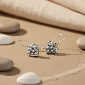 Pendientes de Plata 925 con Circonita Cúbica en Forma de Corazón, Regalo para Mujer - Product Image 1