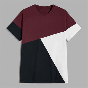 Camiseta personalizada de color de bloque para hombre, ropa de verano, material de algodón de cuello redondo de gran tamaño liso, camisetas de manga corta de secado rápido para hombre 2024 - Product Image 5