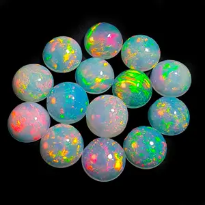 Đá Opal Tròn Phối Kích Thước Tự Nhiên Ethiopia Lô Đá Quý Rời Welo Opal Nhiều Lửa-2,3,4,5,6,7,8,9,10,11,12,13,14 Mm