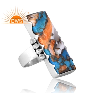 Stylish Design Sterling Silver Natural Mojave Copper Oyster <b>Turquoise</b> Gemstone <b>Ring</b> For Women Custom Jewelry For Women - Product Image 4