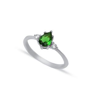 Emerald CZ Pear <b>Drop</b> Design Jewelry 925 Sterling Silver Ring Wholesale 925 Sterling Silver Jewelry - Product Image 3