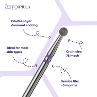 Fraise à ongles professionnelle en diamant 3,0 mm Violet PRO pour le traitement des cuticules et des plis des ongles