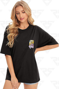 T-shirts à manches courtes en coton pour femmes T-shirts amples avec logo et design personnalisés OEM pour dames à col rond - Product Image 4