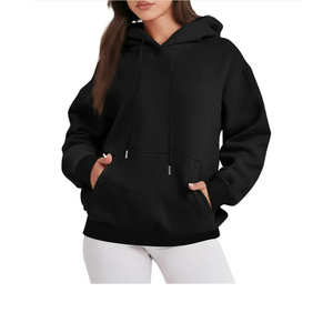 Sudadera con Capucha Extra Grande para Mujer, 100% Algodón, Felpa Gruesa, Transpirable, Informal, para Calle, Cálida, Holgada, para Invierno - Product Image 1