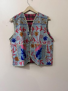 Patchwork Gilet Manteau Veste Matelassée Réversible, Suzani Kantha Vintage Gilet Veste - Product Image 2