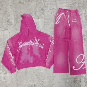 ชุดวอร์มผู้ชายแบบมีฮู้ดพิมพ์โลโก้ตามสั่งขายส่งสำหรับฤดูหนาว / ชุดวอร์มคุณภาพพรีเมียม ดีไซน์ทันสมัย 2 in 1 ไซส์ใหญ่ สีพื้น - Product Image 1